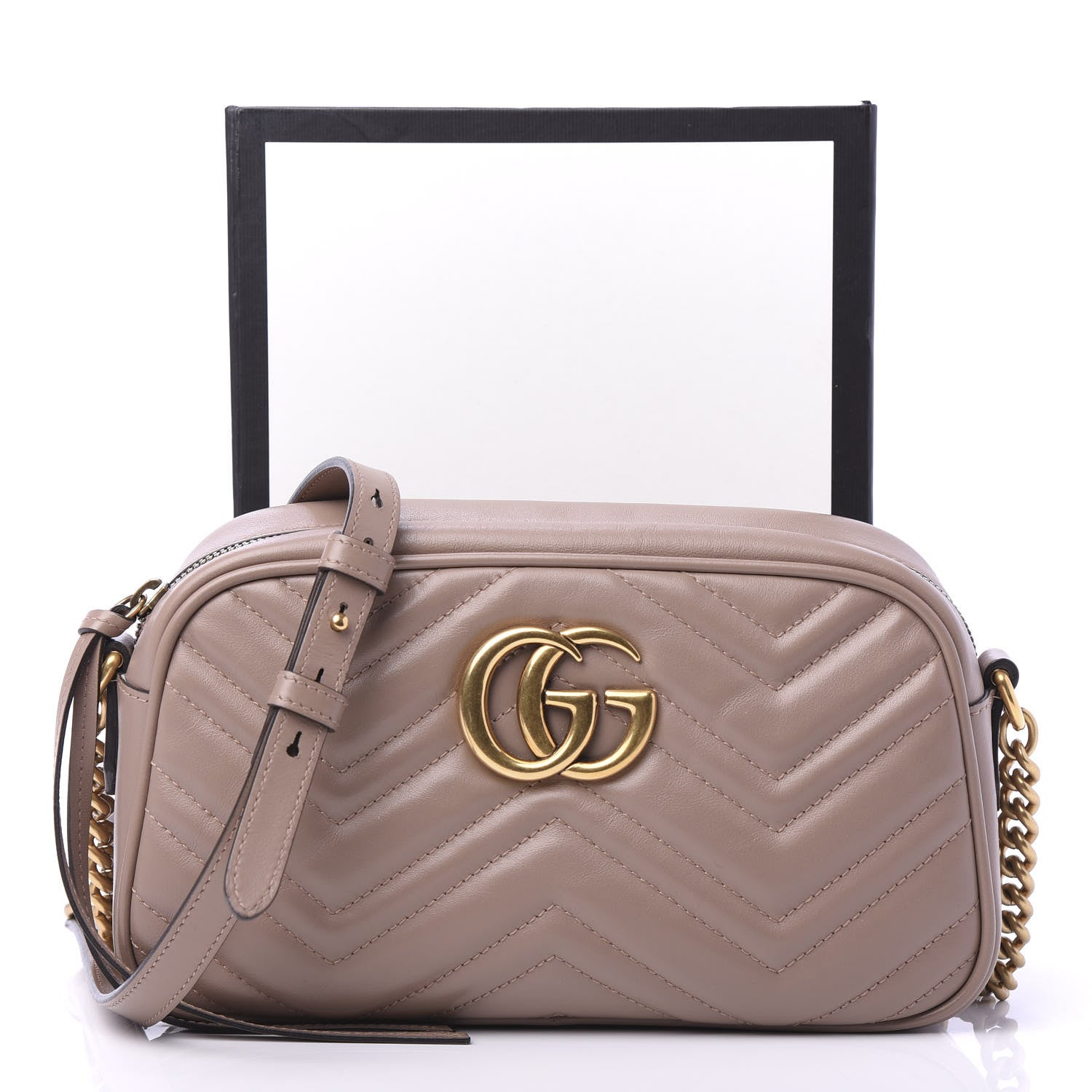 Gucci Calfskin Matelasse Small GG Marmont Chain Shoulder Bag Porcelain Rose 12 of 12