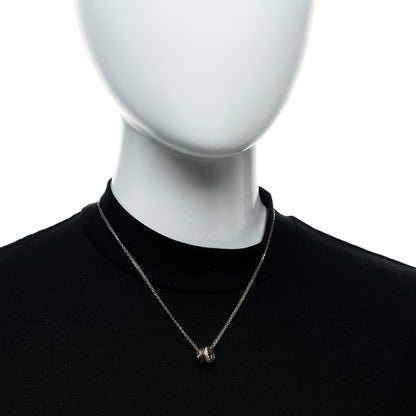 Cartier 18K White Pink Gold Diamond Three Ring LOVE Pendant Necklace 2 of 5