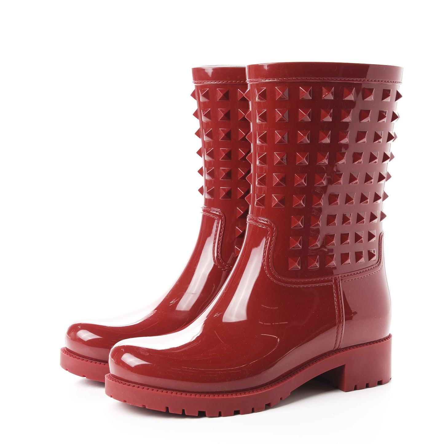 Rubber Rockstud Short Rainboots 38 Red