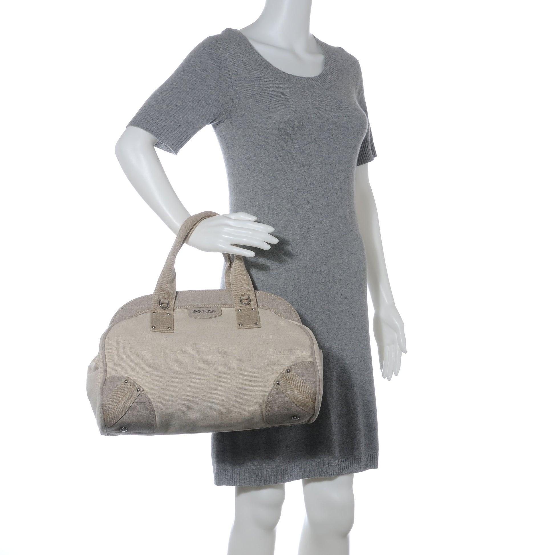 Prada Canvas Frame Bag Naturale 2 of 10