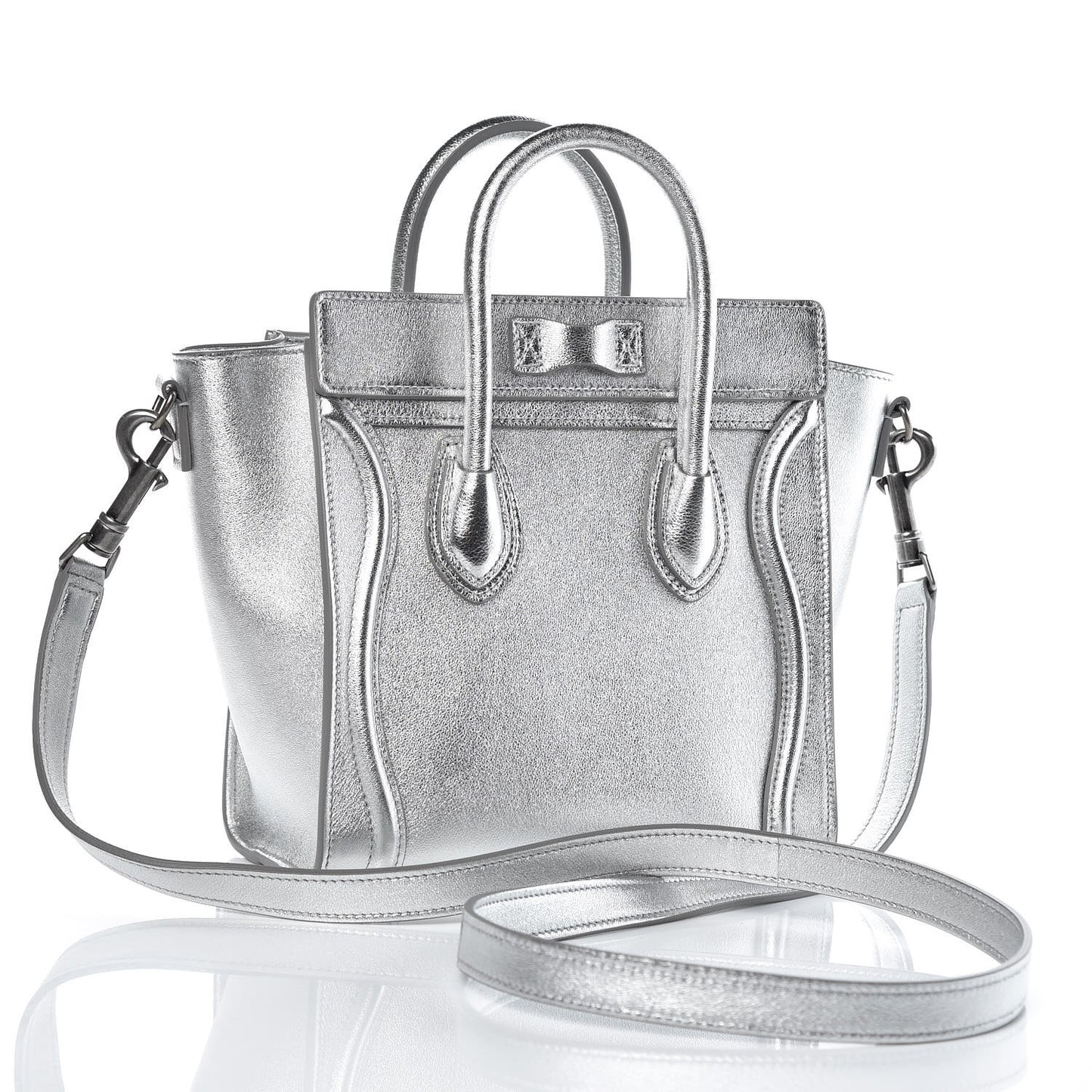 Laminated Lambskin Nano Luggage Silver