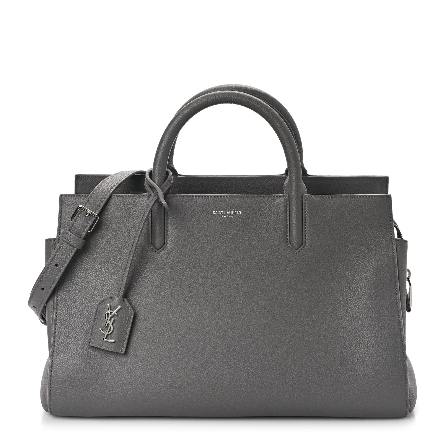 Saint Laurent Grained Calfskin Small Cabas Rive Gauche Fog 1 of 8