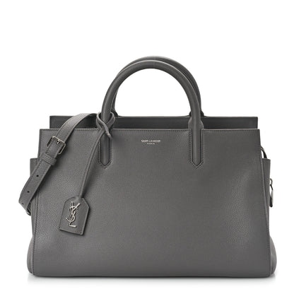 Saint Laurent Grained Calfskin Small Cabas Rive Gauche Fog 1 of 8