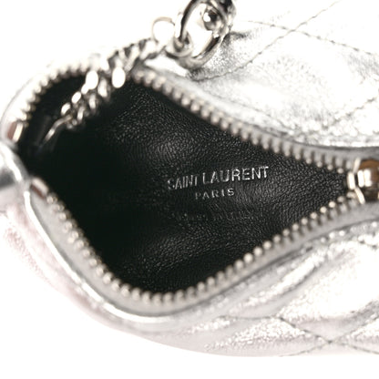 Saint Laurent Metallic Calfskin Berlingo Bag Charm Argento 5 of 7