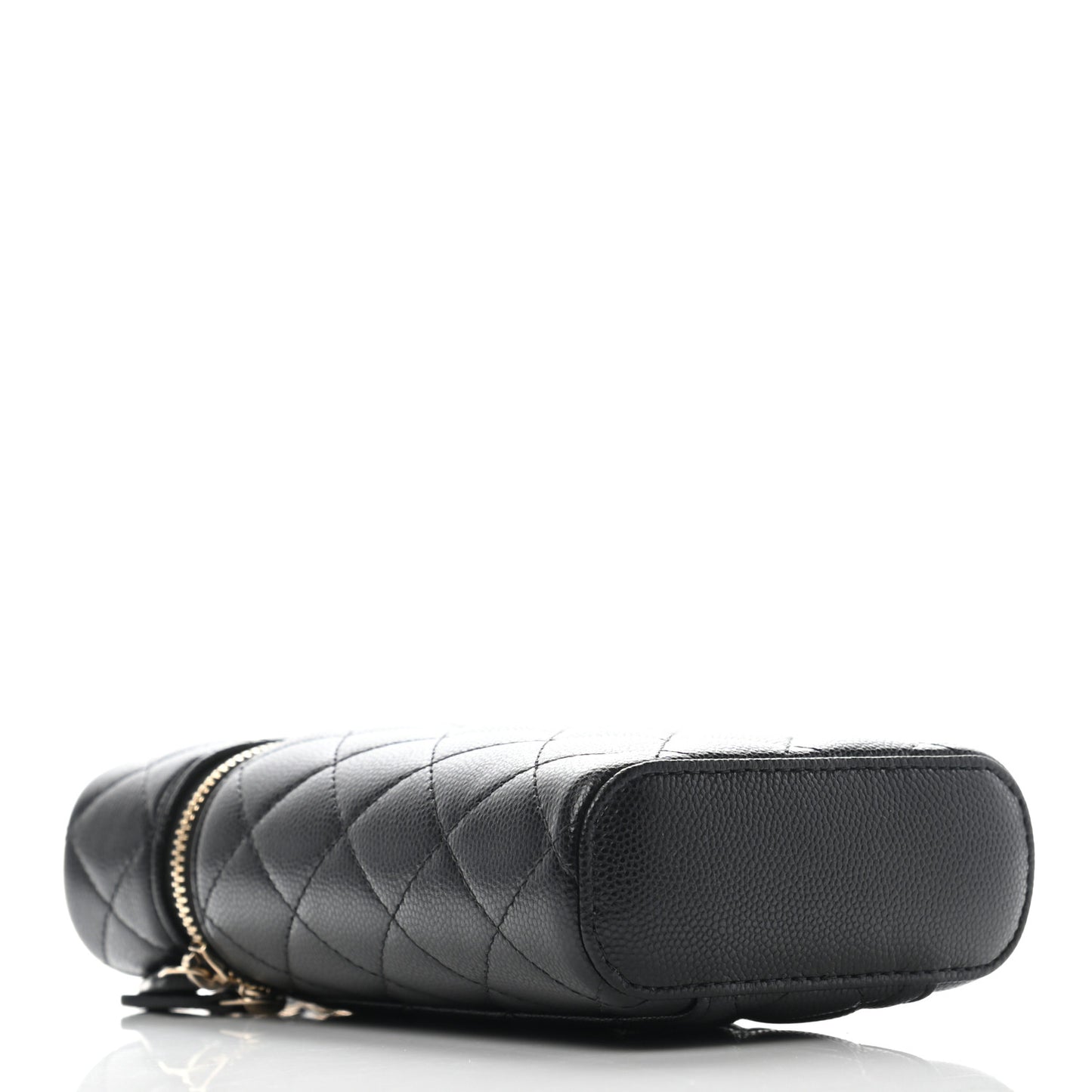 Caviar Quilted Phone Holder With Chain Black