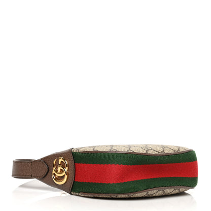 Gucci GG Supreme Monogram Textured Calfskin Web Mini Ophidia Half Moon Hobo Beige Ebony New Acero 4 of 9