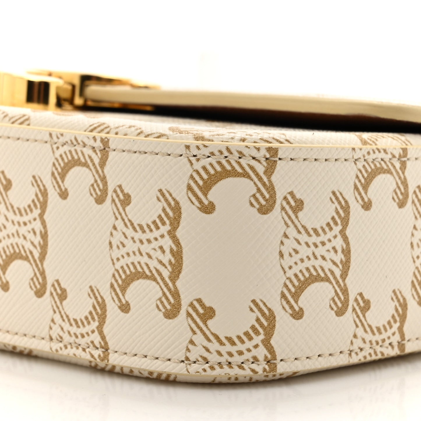 Canvas Calfskin Triomphe Shoulder Bag White