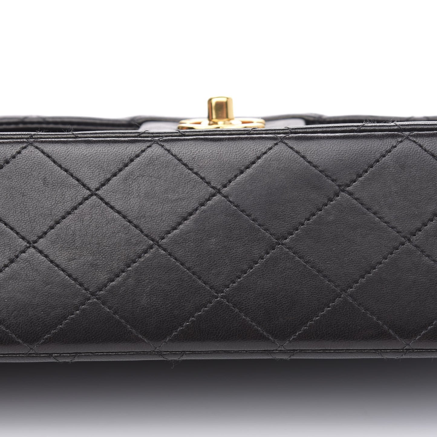 Lambskin Quilted Medium Double Flap Black