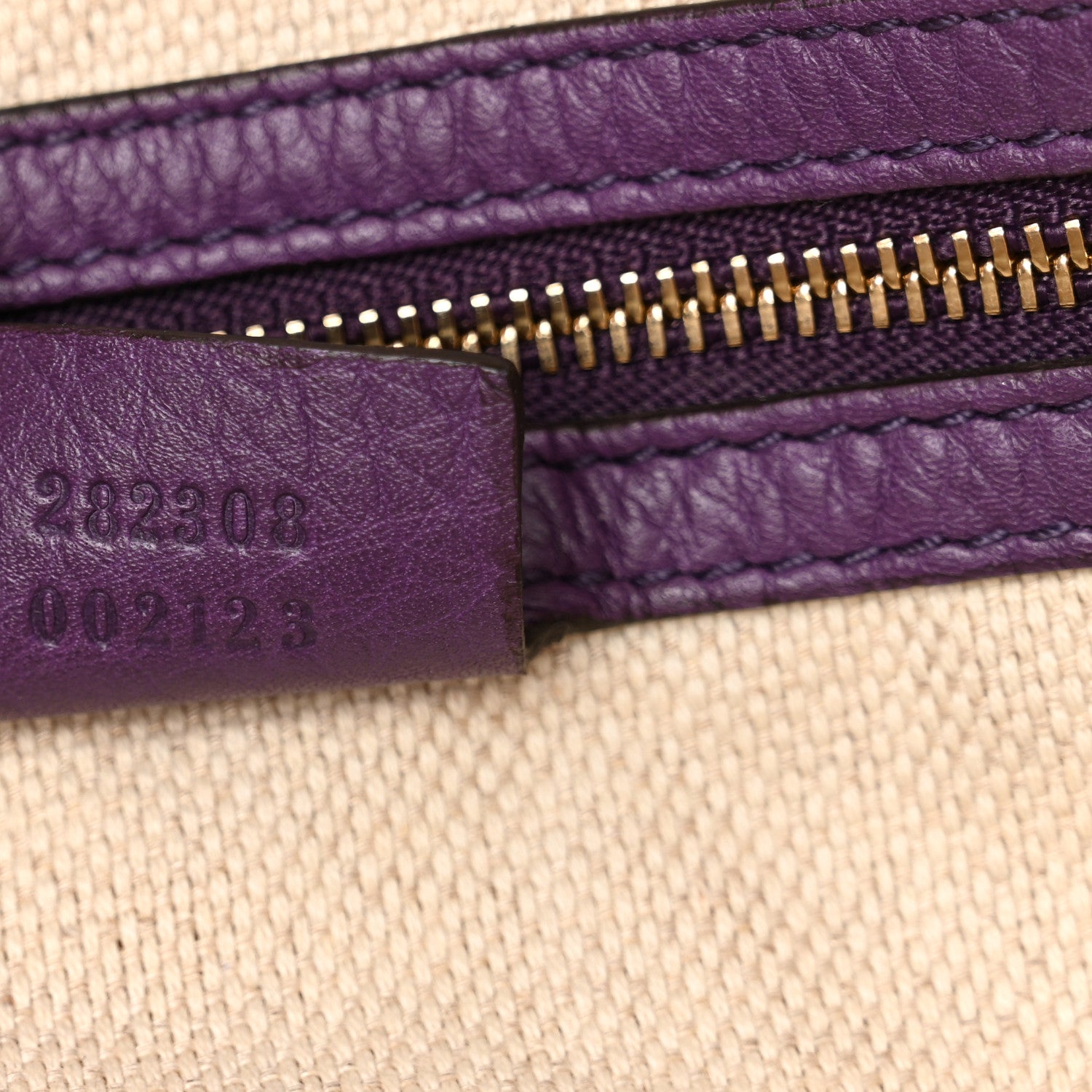 Gucci Pebbled Calfskin Large Soho Shoulder Bag Shine Purple 7 of 12