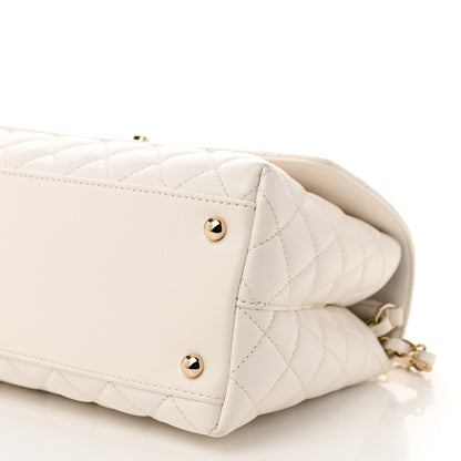 Chanel Caviar Quilted Small Coco Handle Flap White 10 of 11