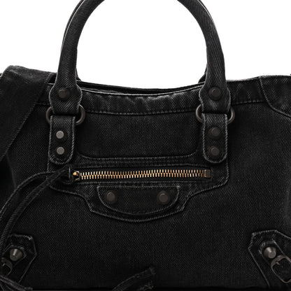 Balenciaga Washed Denim Classic Hardware Small Le City Black 8 of 10