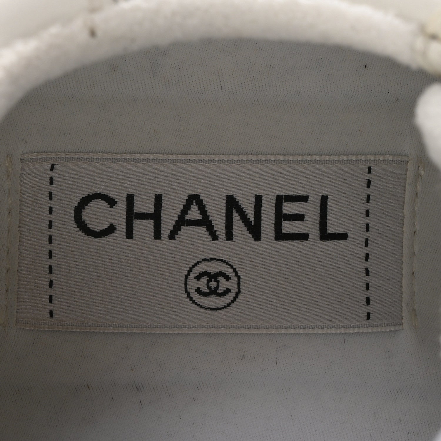 Chanel Grained Calfskin Fabric Womens Logo Sneakers 36.5 White 8 of 8