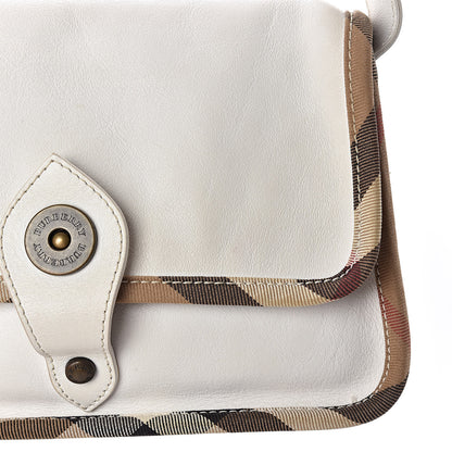 Burberry Calfskin Check Trim Shoulder Bag White 7 of 9
