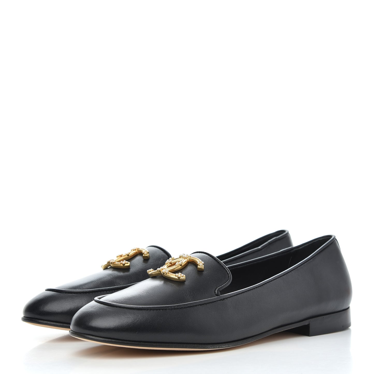 Lambskin Pearl CC Loafers 37 Black