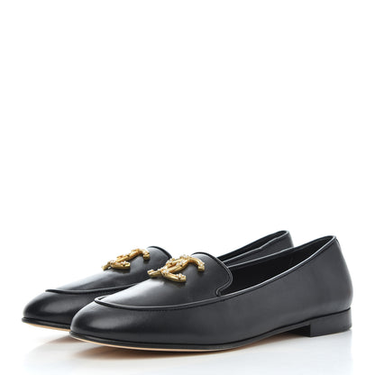 Chanel Lambskin Pearl CC Loafers 37 Black 3 of 17
