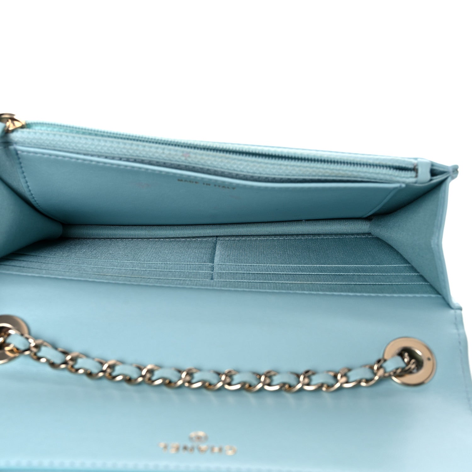 Chanel Lambskin Quilted Trendy CC Wallet On Chain WOC Light Blue 4 of 17