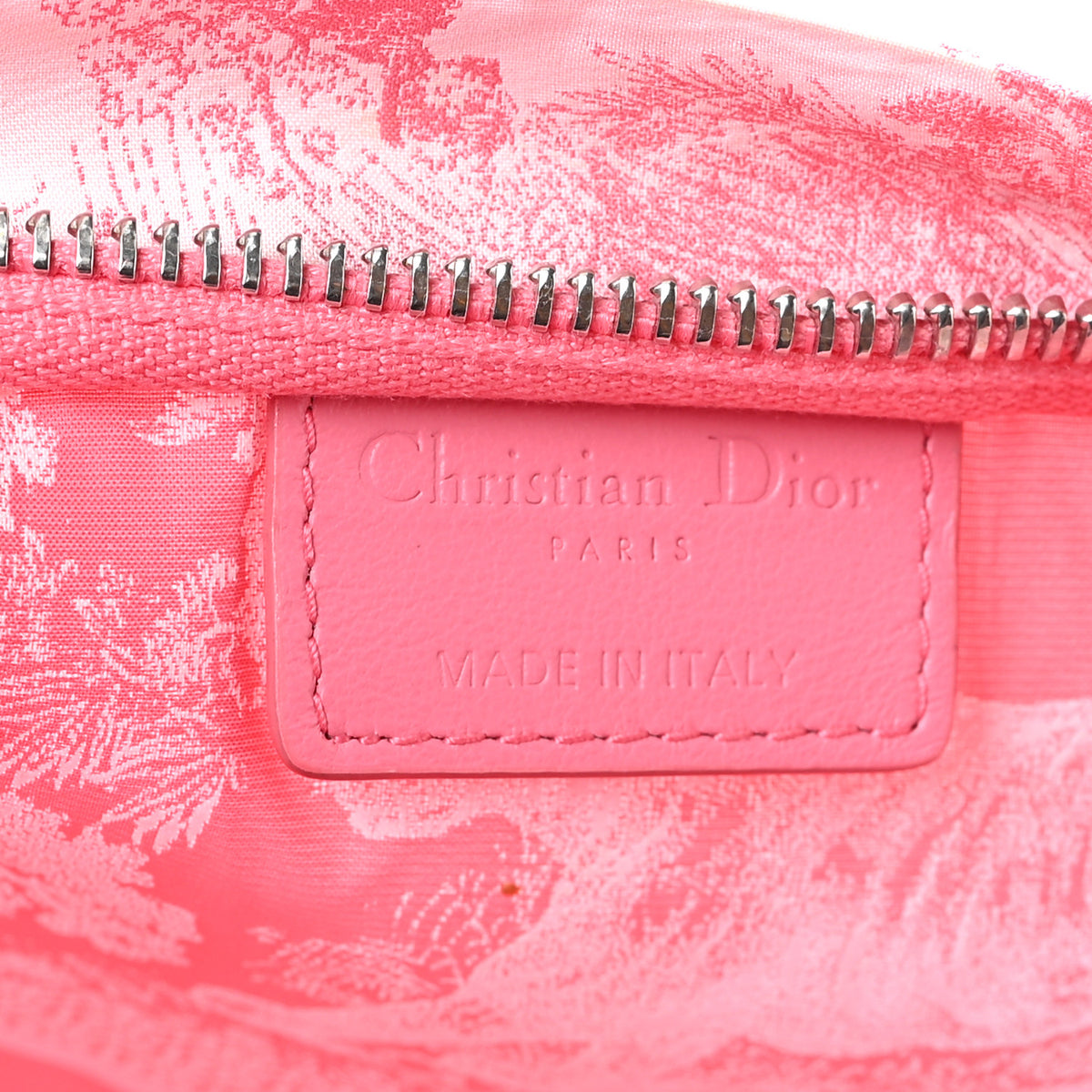 Canvas Embroidered Toile De Jouy Diortravel Zipped Pouch Candy Pink