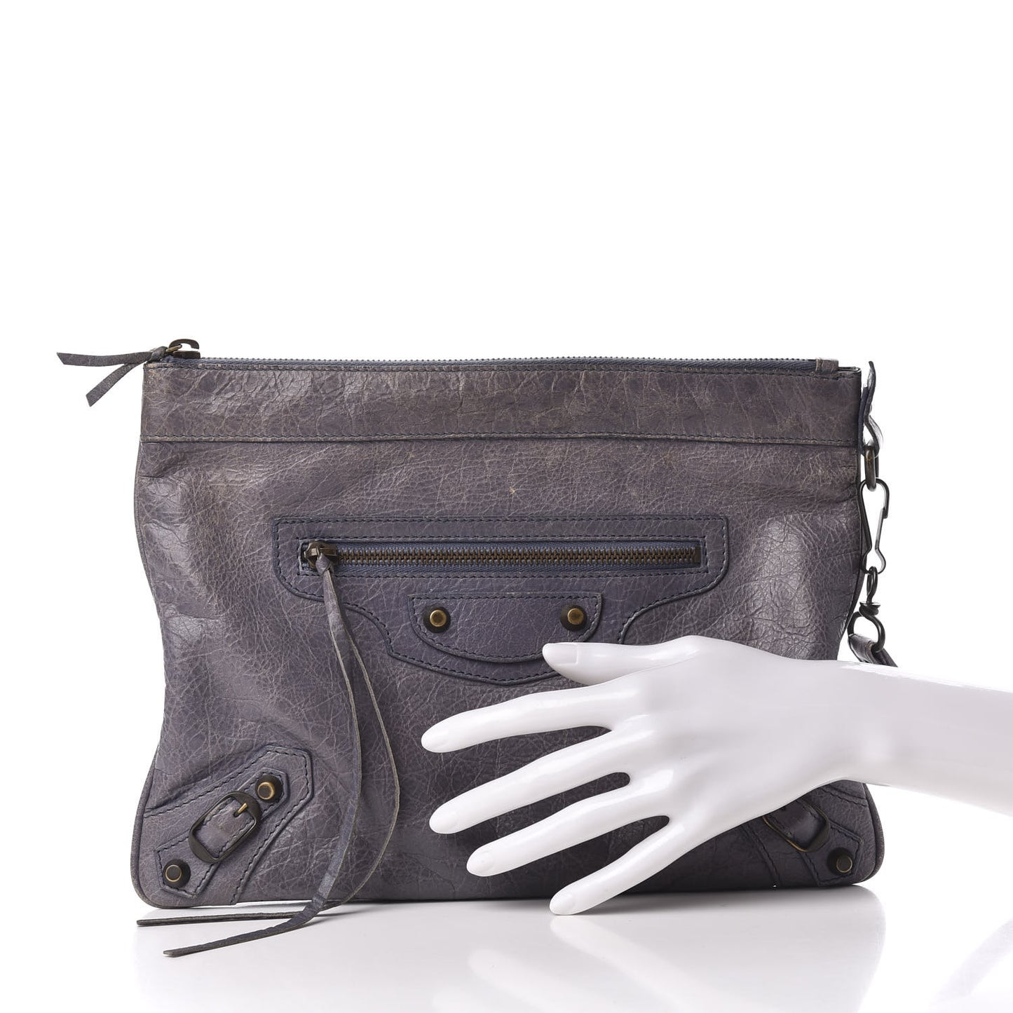 Agneau Classic Hardware Flat Handle Clutch Jacynthe