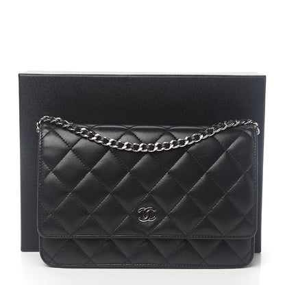 Chanel Lambskin Quilted Wallet On Chain WOC Black 10 of 10