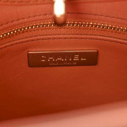 Chanel Shiny Crumpled Calfskin Quilted Mini 31 Shopping Bag Orange 6 of 10