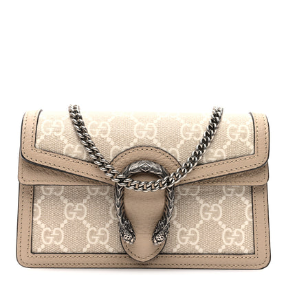 Gucci GG Supreme Monogram Textured Dollar Calfskin Super Mini Dionysus Shoulder Bag Beige Mystic White Oatmeal 1 of 9