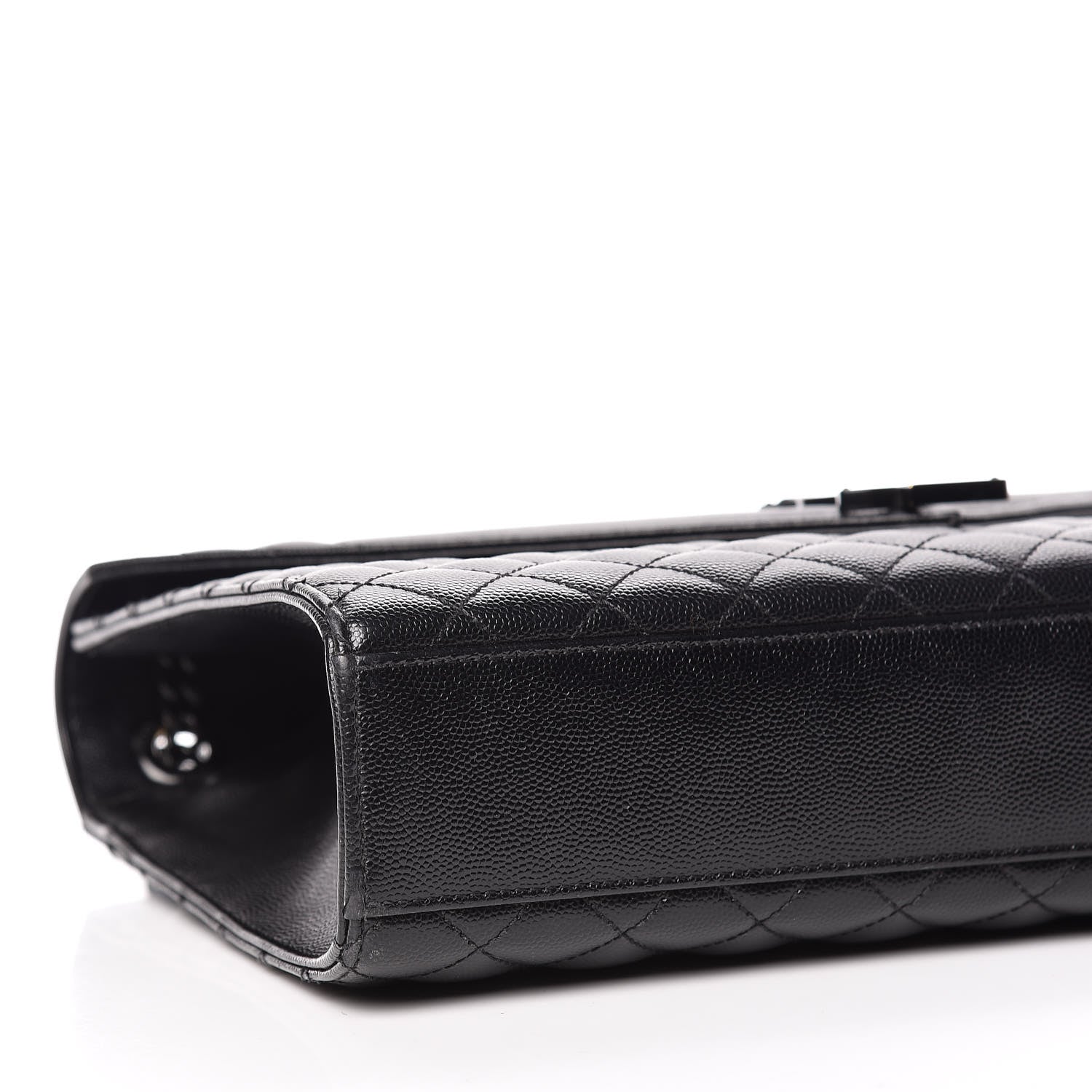 Saint Laurent Grain De Poudre Textured Mixed Matelasse Large Triquilt Monogram Monochrome Satchel Black 10 of 12