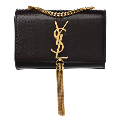 Saint Laurent Snakeskin Small Classic Monogram Kate Tassel Satchel Bordeaux 1 of 9