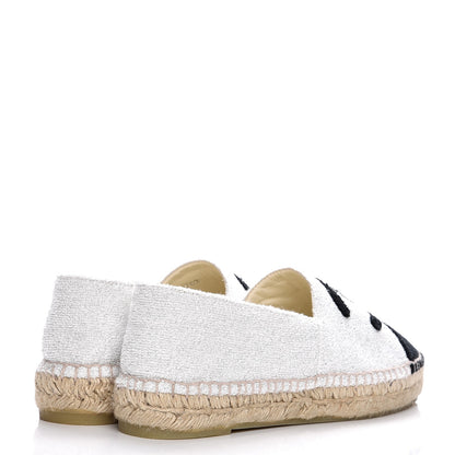 Chanel Fabric CC Espadrilles 38 Silver Black 4 of 10