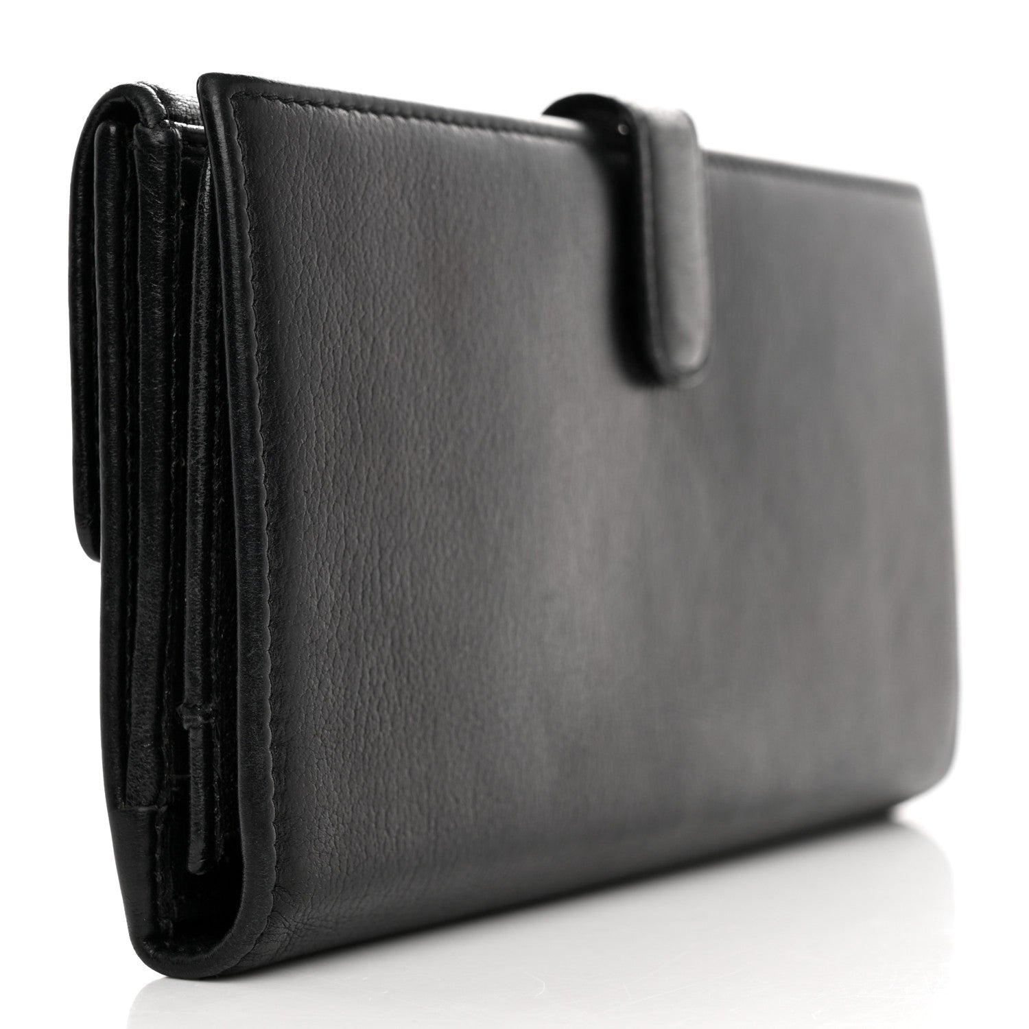 Chanel Goatskin Camellia Embossed Flap Wallet Black 3 of 8
