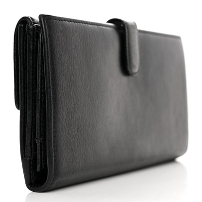 Chanel Goatskin Camellia Embossed Flap Wallet Black 3 of 8