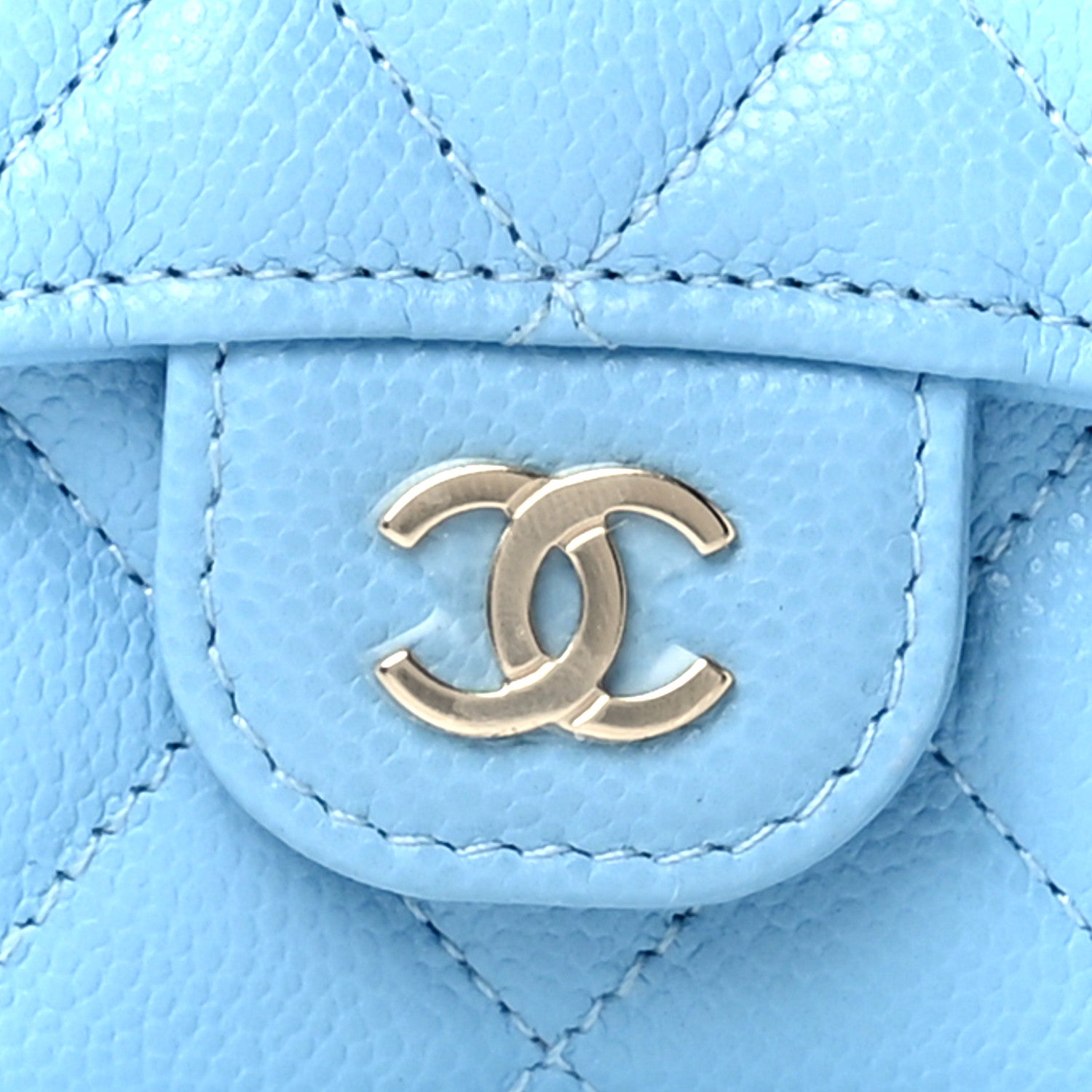 Chanel Caviar Quilted Flap Card Holder Wallet Light Blue 8 of 12