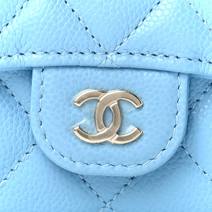 Chanel Caviar Quilted Flap Card Holder Wallet Light Blue 8 of 12