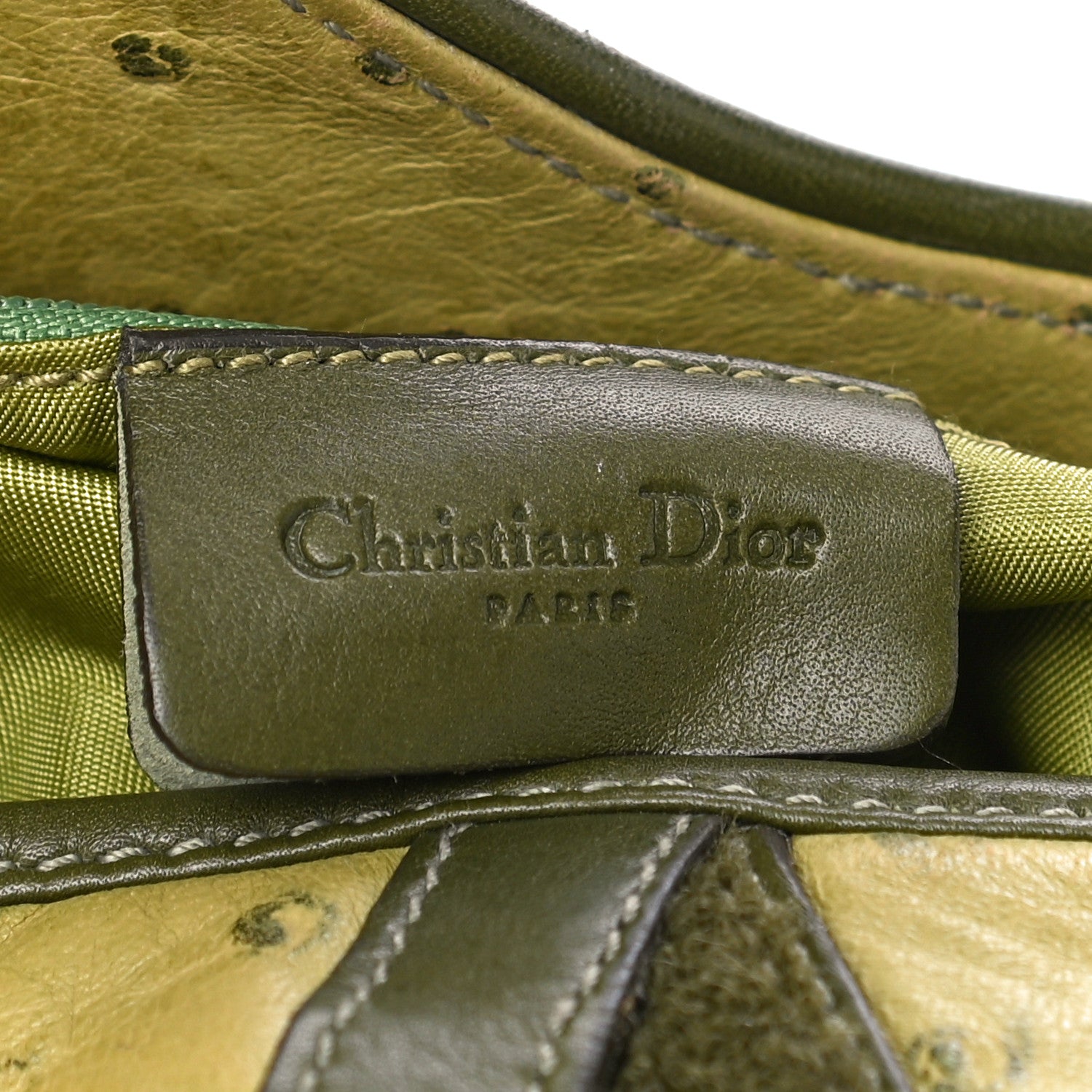 Christian Dior Ostrich Double Saddle Bag Green 6 of 11