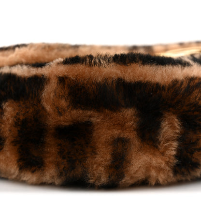 Fendi Shearling Vitello Dolce Macro FF 1974 Baguette Tobacco Black 9 of 10