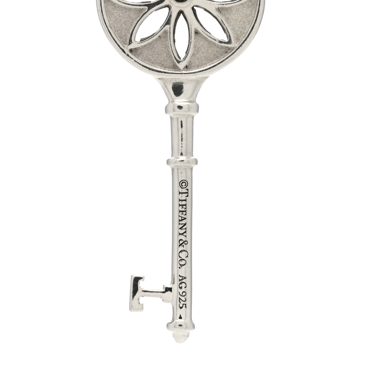 Tiffany Sterling Silver Diamond Small Daisy Key Pendant 3 of 3
