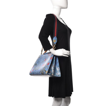 Gucci Calfskin Bamboo Web New Flora Medium Nymphaea Top Handle Bag Azure 3 of 12