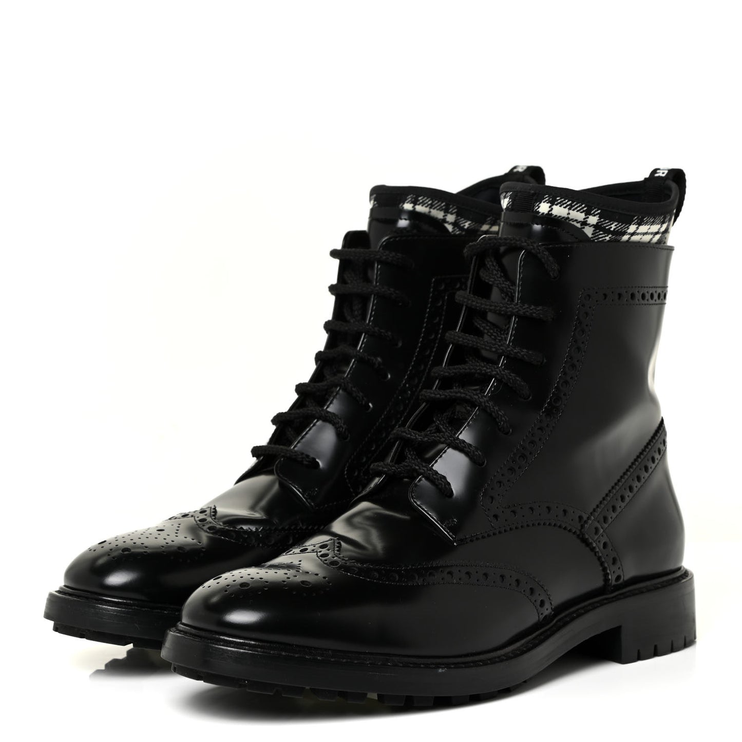Calfskin Tartan D-Order Low Boot 39.5 Black White