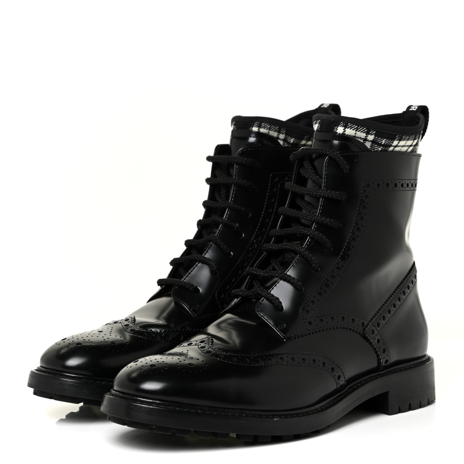 Christian Dior Calfskin Tartan D-Order Low Boot 39.5 Black White 3 of 12