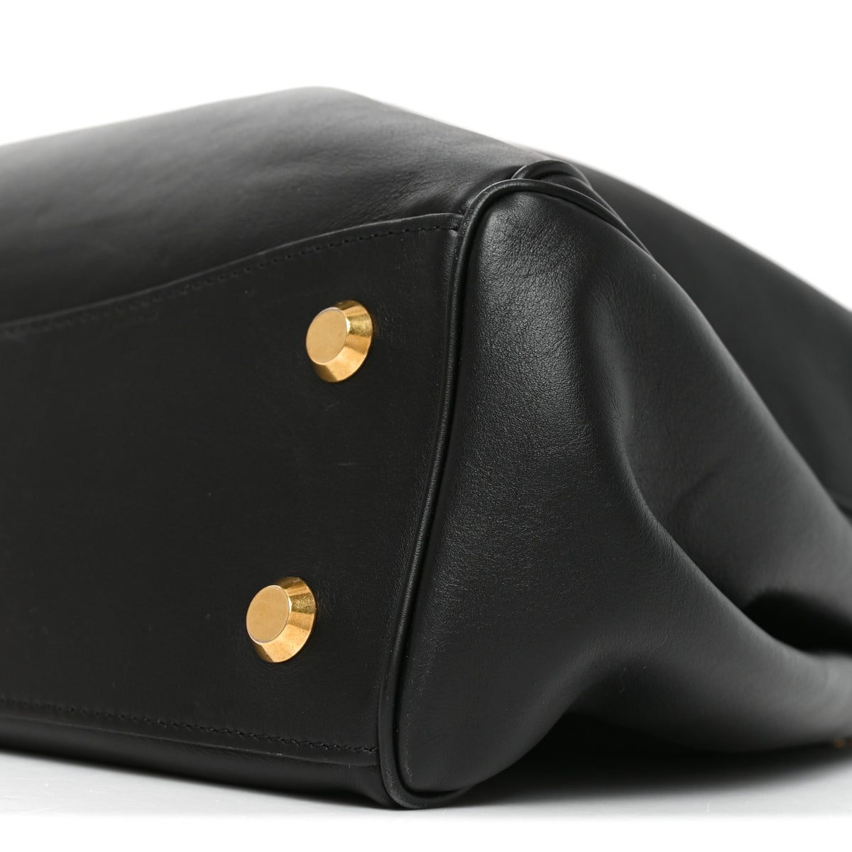 Natural Smooth Calfskin Medium Rodeo Top Handle Handbag Black