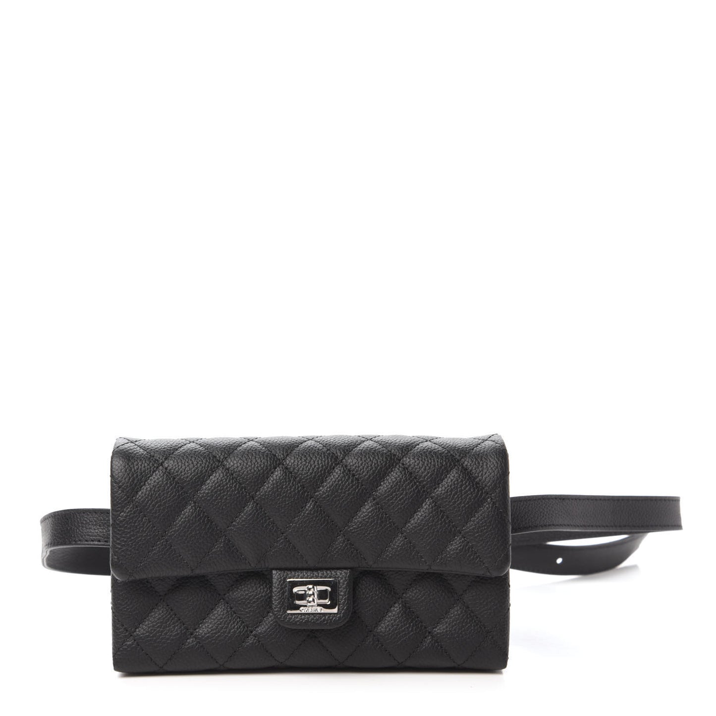 Grained Calfskin Quilted 2.55 Reissue Flap Belt Bag Clutch Black