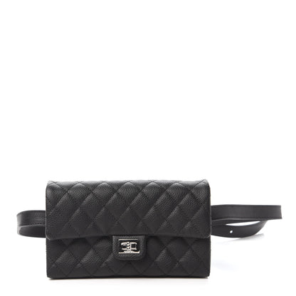Chanel Grained Calfskin Quilted 2.55 Reissue Flap Belt Bag Clutch Black 1 of 10