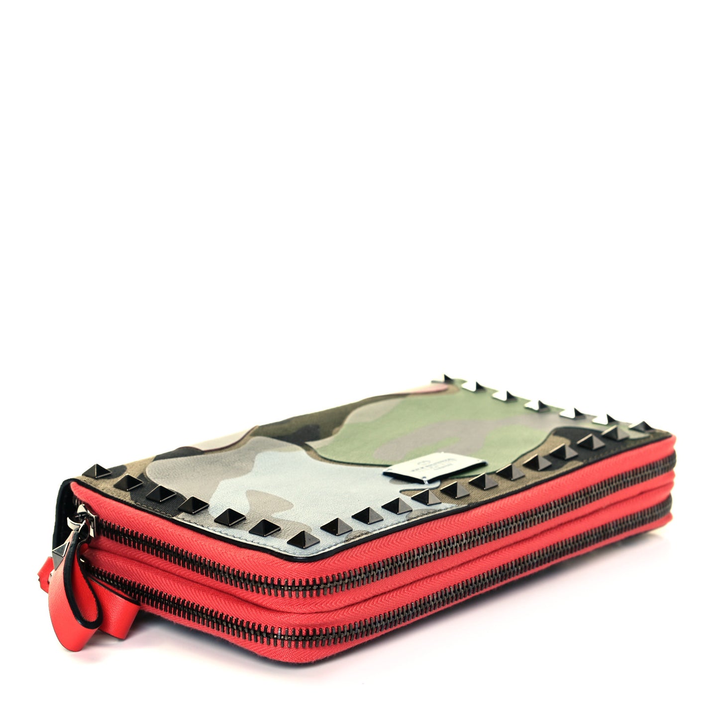 Nappa Canvas Camouflage Rockstud Top Handle Travel Wallet Multicolor