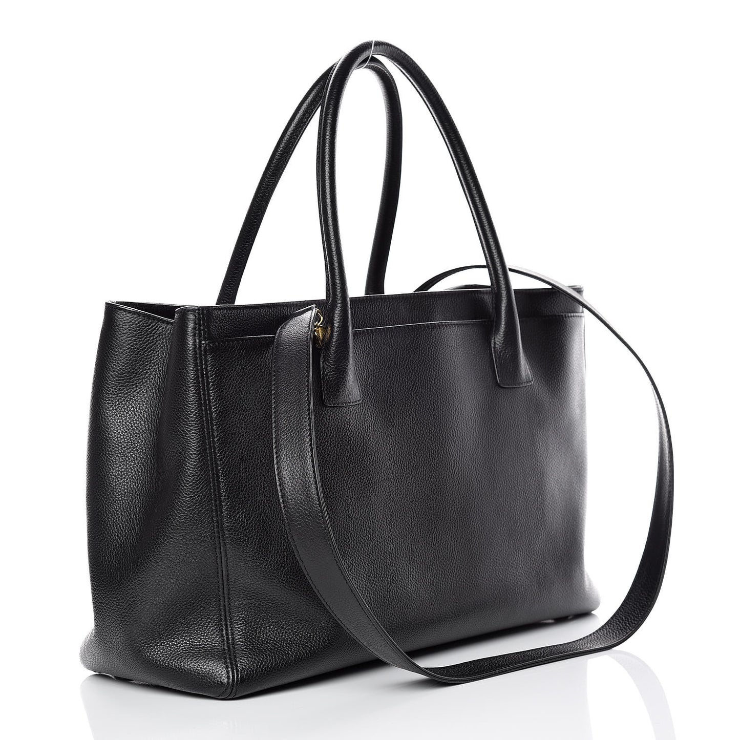 Calfskin Cerf Executive Shopper Tote Black