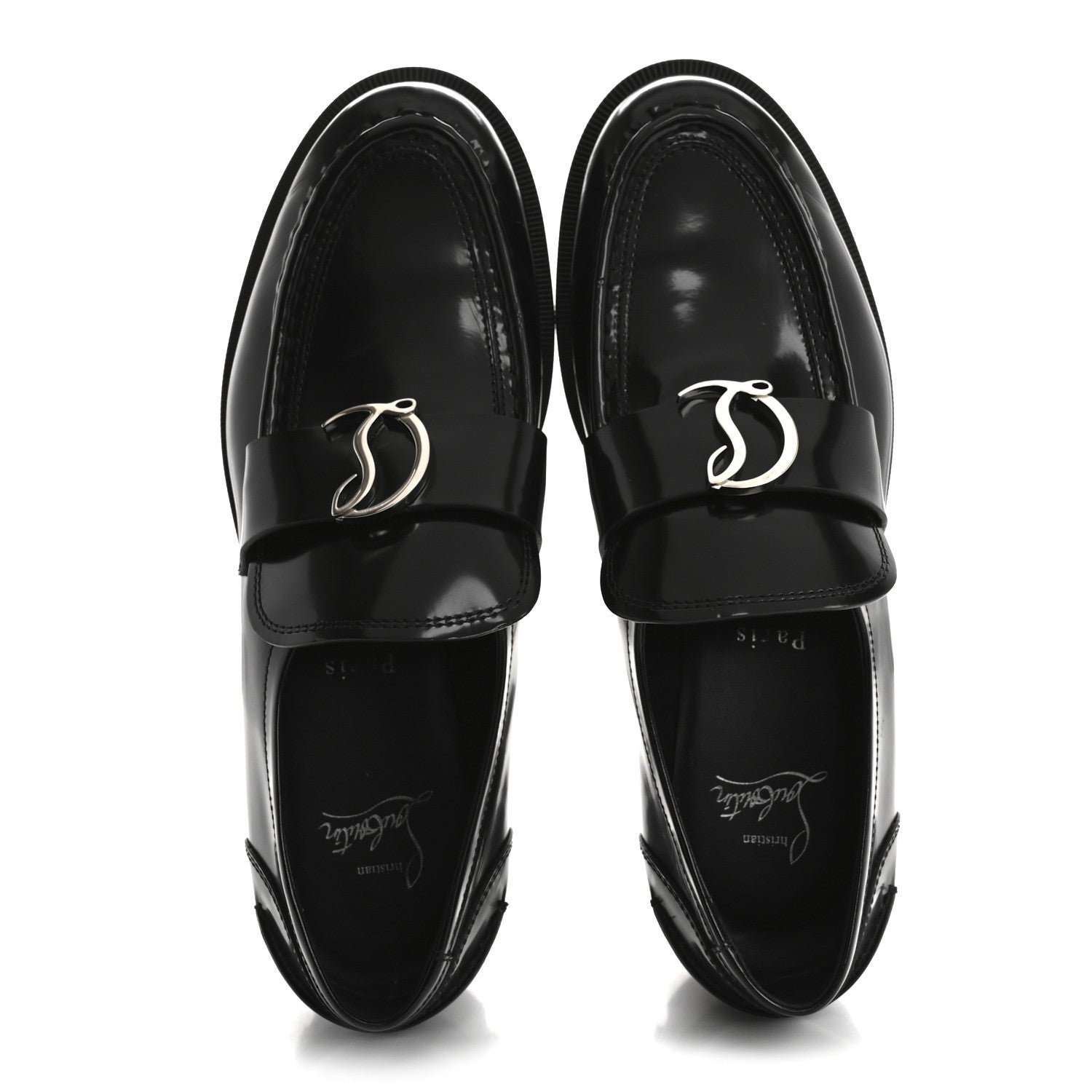 Christian Louboutin Abrasivato Womens CL Moc Lug Flat Loafers 38.5 Black 2 of 14