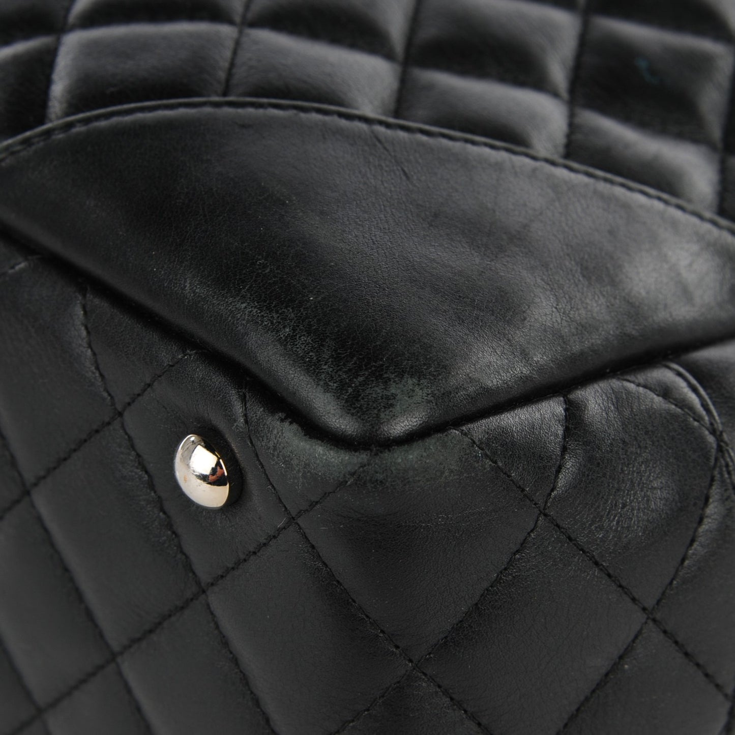 Calfskin Quilted Large Cambon Bowler Black
