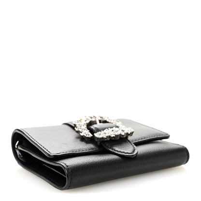Jimmy Choo Calfskin Crystal Cheri Compact Wallet Black 4 of 7