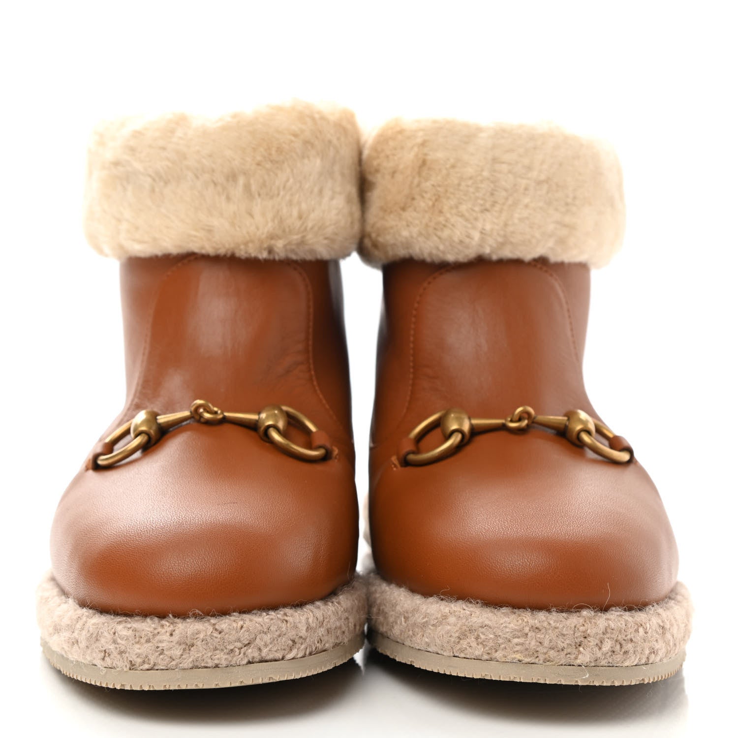 Gucci Calfskin Wool Womens Fria Horsebit Ankle Boots 36.5 New Caramel Butterscotch 2 of 10