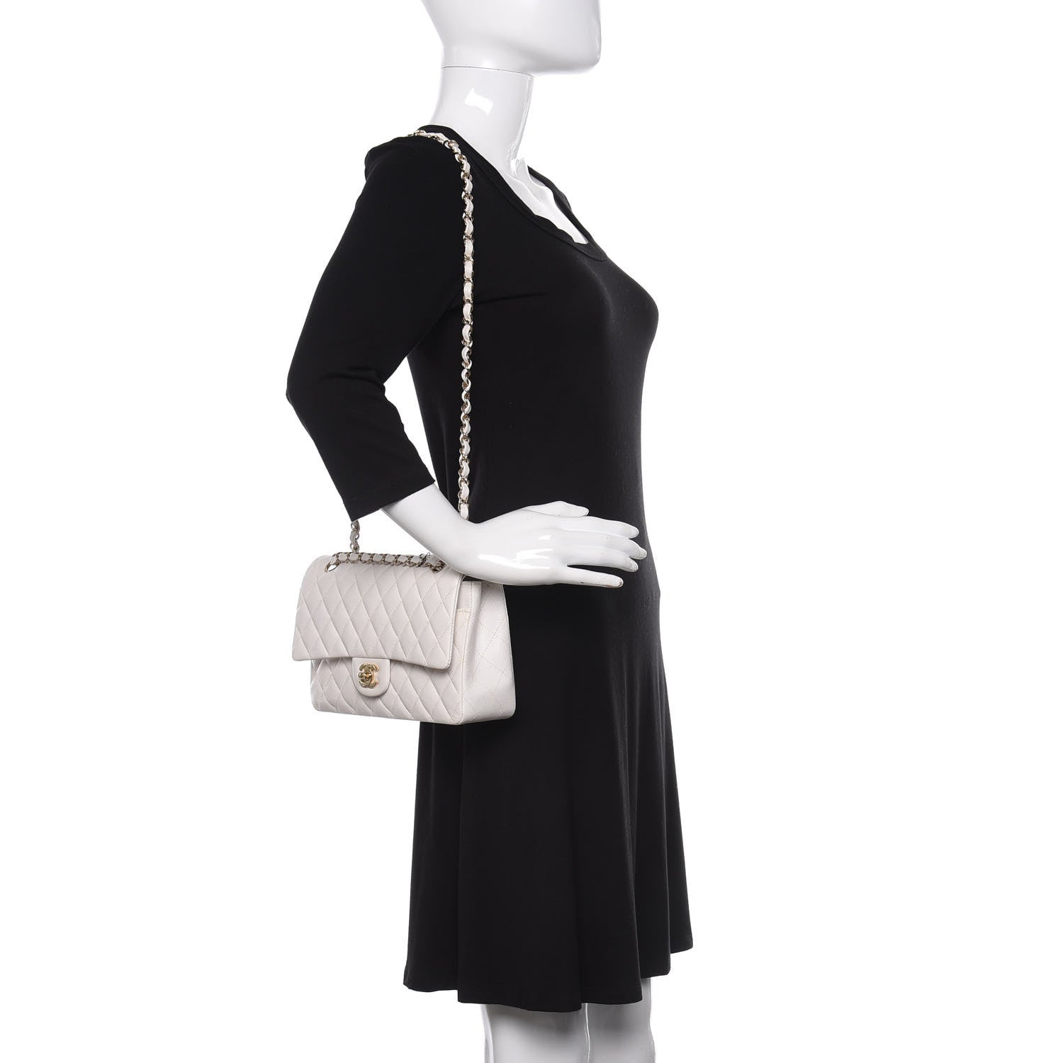 Chanel Caviar Quilted Medium Double Flap White 2 of 11