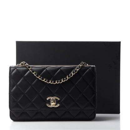 Chanel Lambskin Quilted Trendy CC Wallet On Chain WOC Black 12 of 12