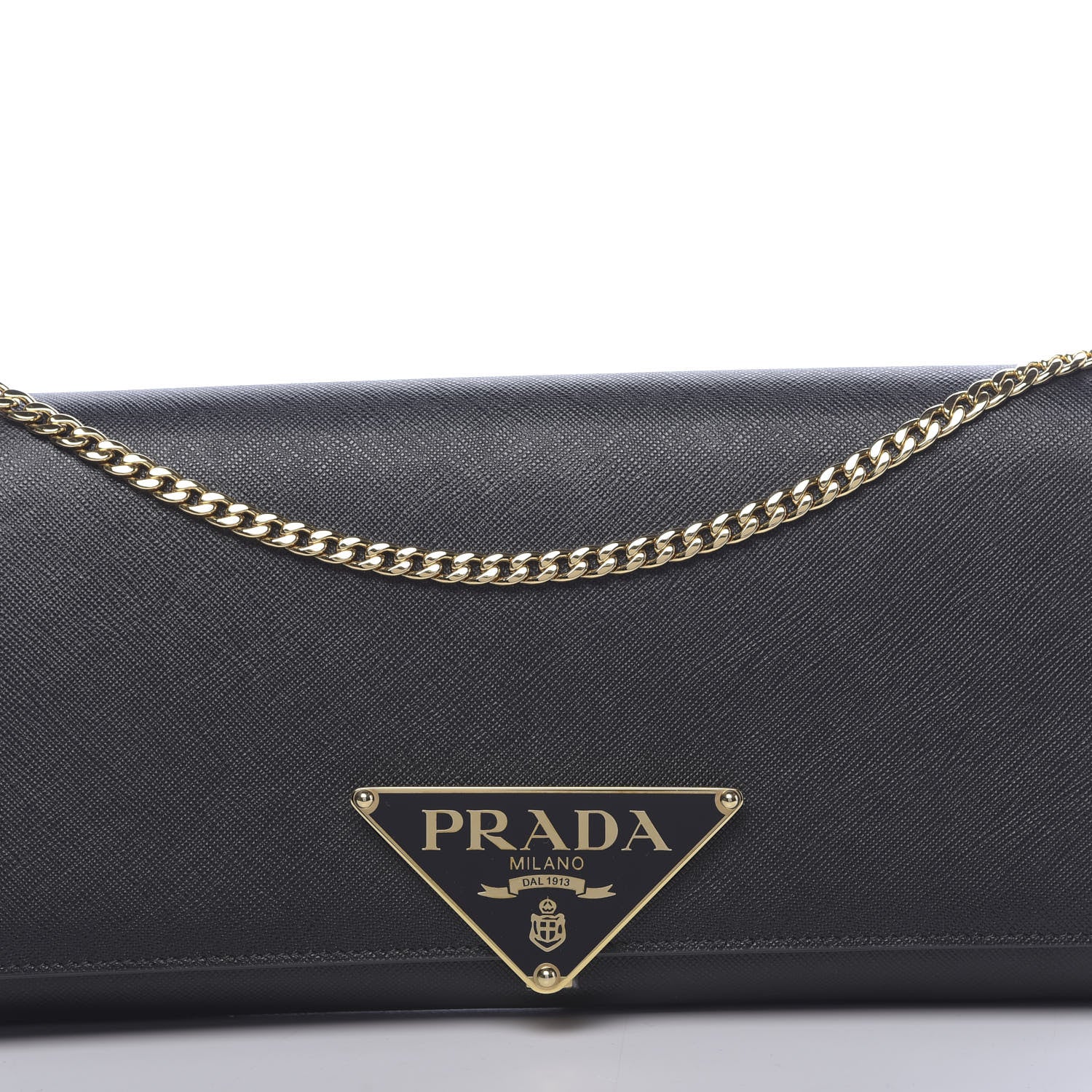 Prada Saffiano Chain Wallet Black 9 of 9